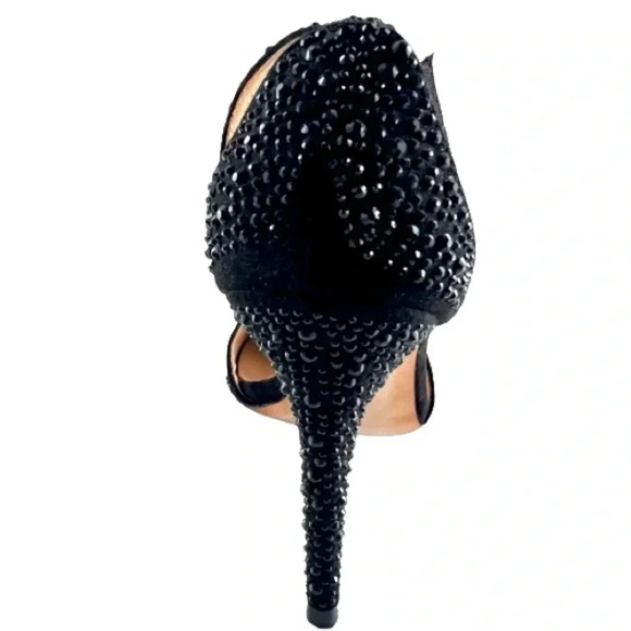 ZARA BLACK RHINESTONE ANKLE  STRAP HEELS SHOES SIZE 9 - Picture 2 of 13